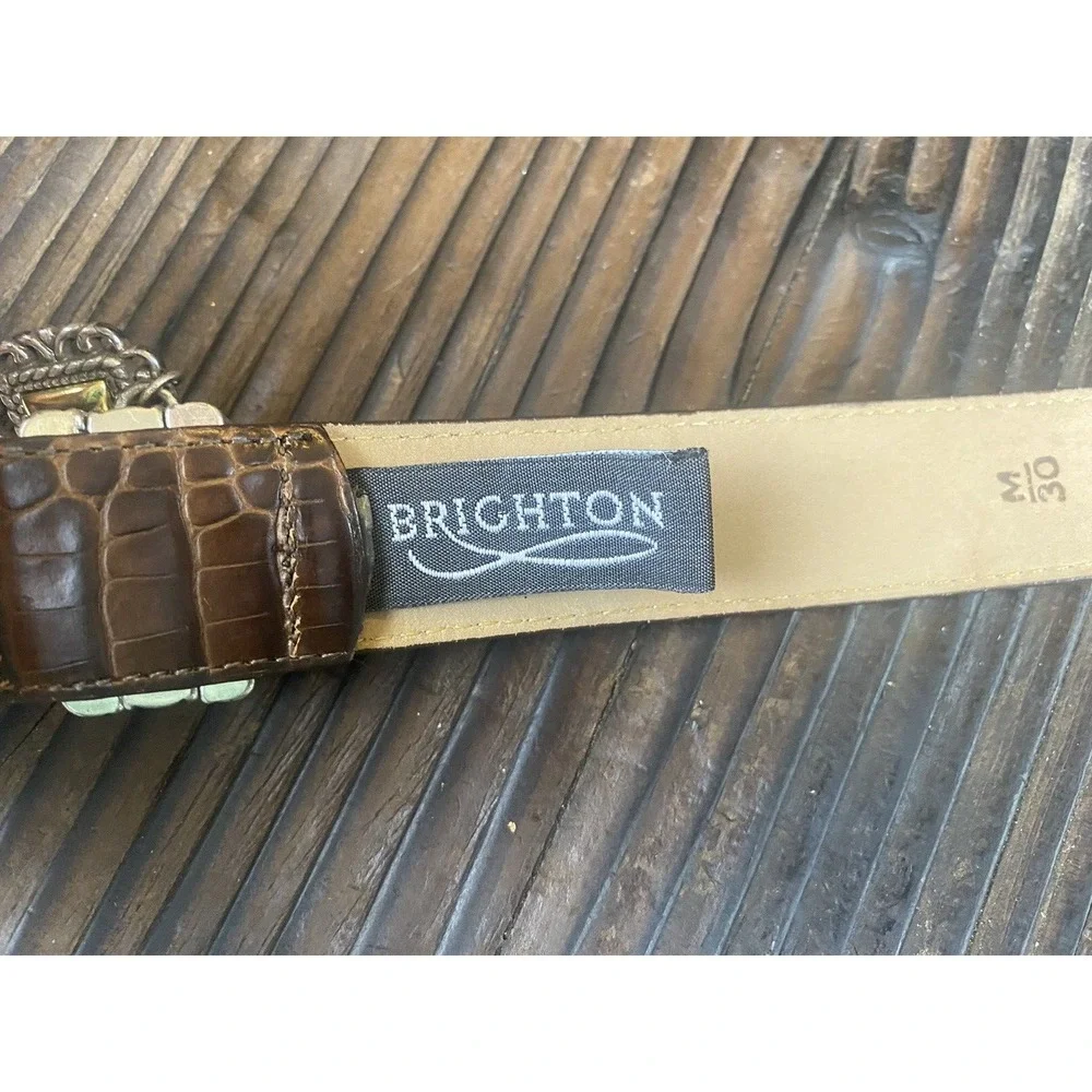 Brighton Women's Brown Belt w/ Gold & Silver Buckle & charm  Size Med (30)